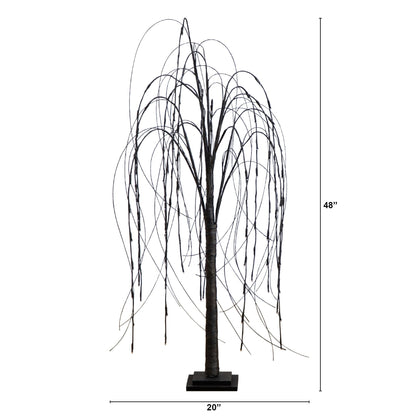 4 ft pre-lit Halloween black willow tree by Nearly Natural with 120 orange and purple LEDs on Tampa Home & Garden Store