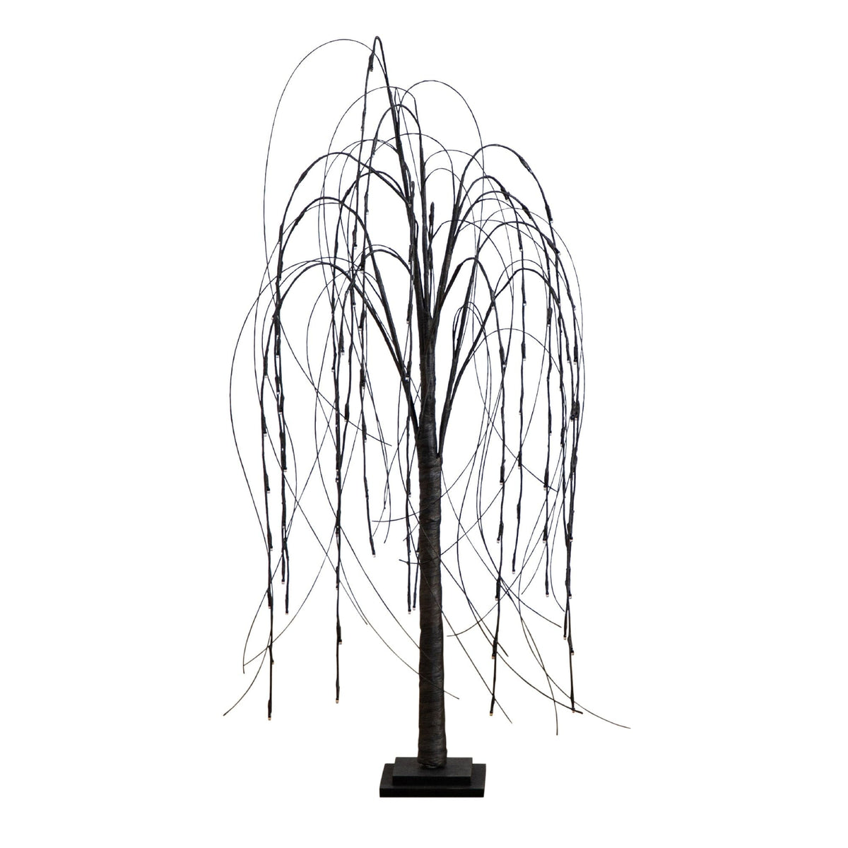 Tree Nearly Natural 4’ black willow with 120 orange and purple LED lights on square base on Tampa Home & Garden Store