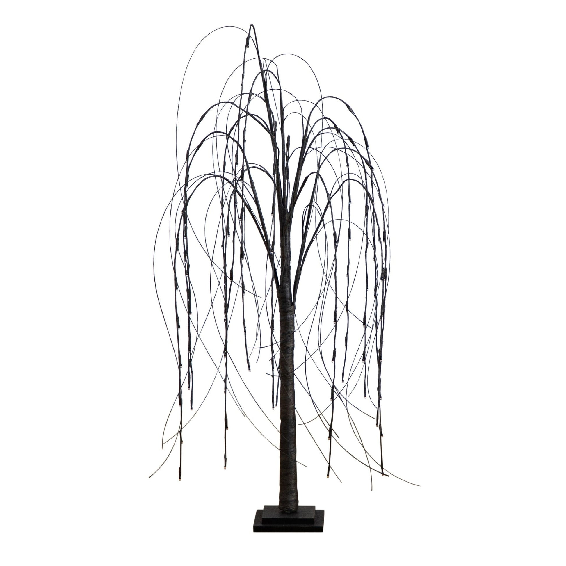 Tree Nearly Natural 4’ black willow with 120 orange and purple LED lights on square base on Tampa Home & Garden Store