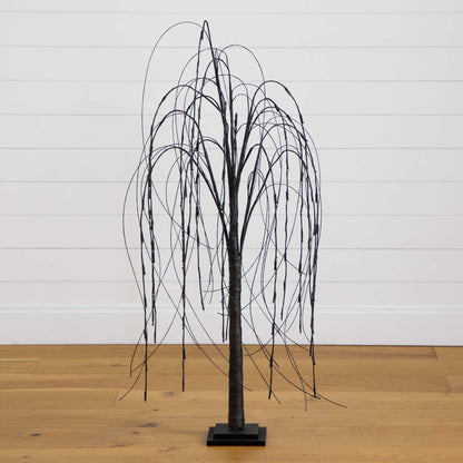 Nearly Natural 4 ft Pre-Lit Halloween Black Willow Tree with orange and purple LED lights on Tampa Home & Garden Store