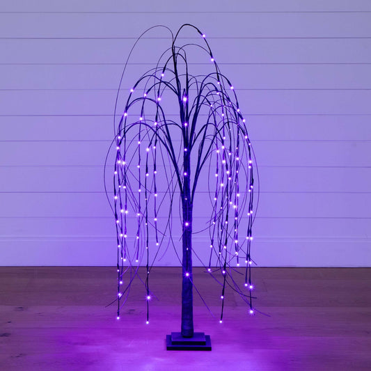 4 ft Nearly Natural Halloween black willow artificial tree with 120 orange and purple LEDs on Tampa Home & Garden Store