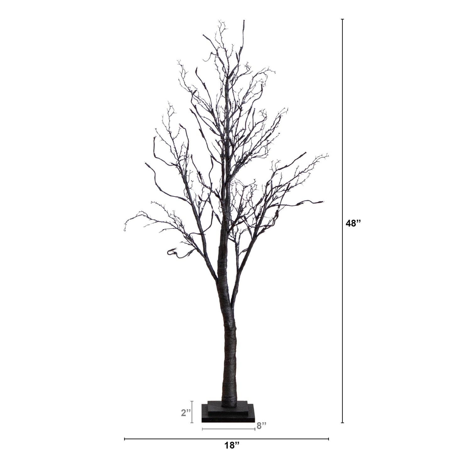 4' Pre-Lit Halloween Deluxe Black Twig Tree with 81 orange & purple LEDs, Nearly Natural on Tampa Home & Garden Store