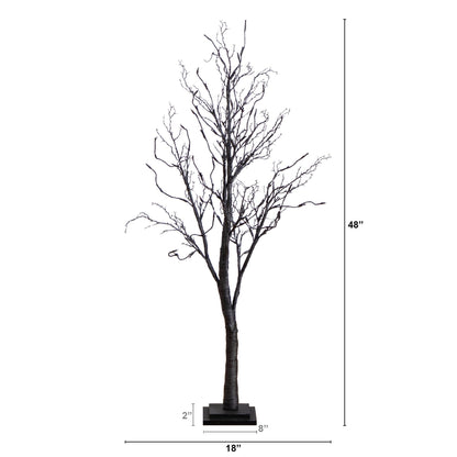 4' Pre-Lit Halloween Deluxe Black Twig Tree with 81 orange & purple LEDs, Nearly Natural on Tampa Home & Garden Store
