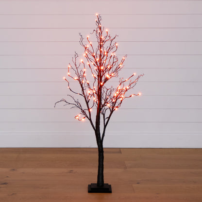 4 ft Pre-Lit Halloween Black Twig Tree with 81 orange & purple LEDs Nearly Natural on Tampa Home & Garden Store