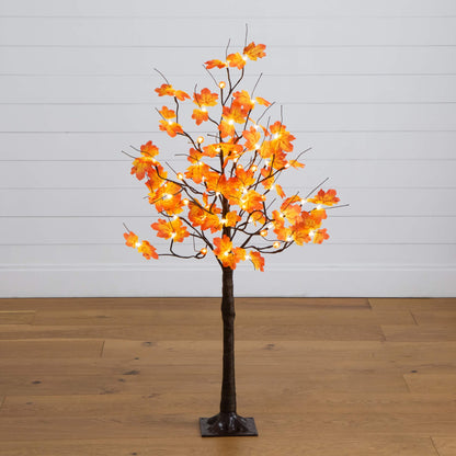 4-ft pre-lit autumn maple artificial tree with pumpkin lights warm white/orange by Nearly Natural on Tampa Home & Garden Store