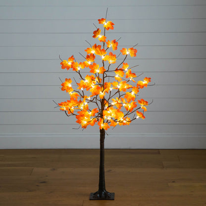 4' Prelit Autumn Maple Artificial Tree with 56 LED lights orange maple leaves Nearly Natural on Tampa Home & Garden Store