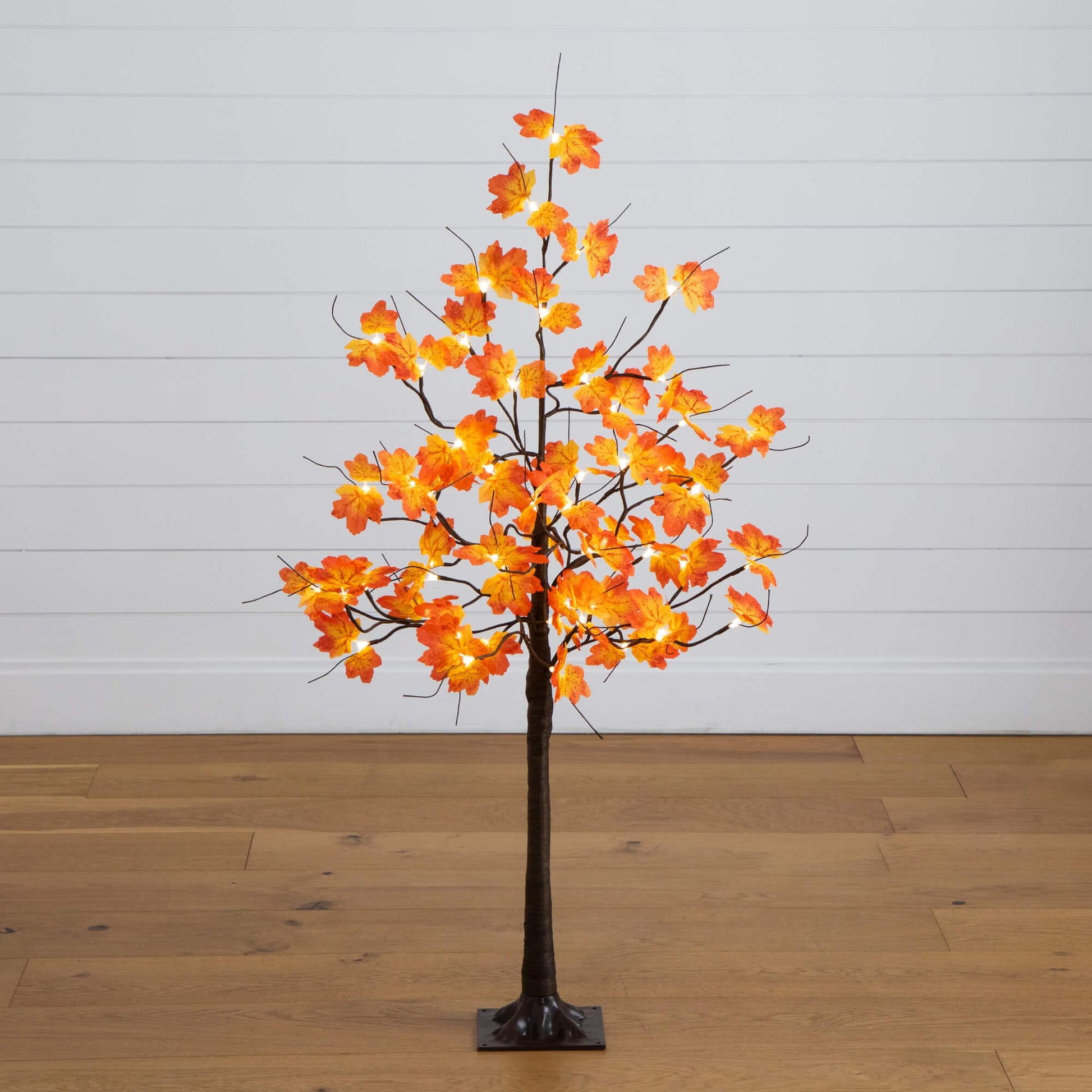 Nearly Natural 4' Pre-Lit Autumn Maple Artificial Tree with 56 Warm White LEDs on Tampa Home & Garden Store