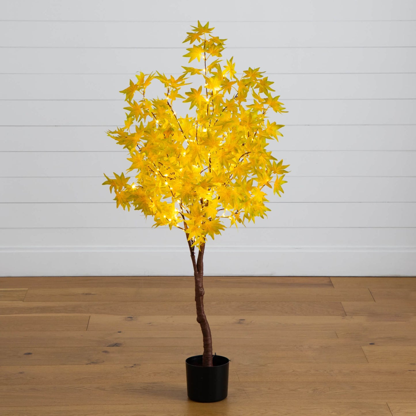4' yellow autumn maple artificial tree by Nearly Natural with 150 white LEDs in black planter on Tampa Home & Garden Store