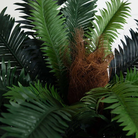 Nearly Natural Sago Silk Palm Tree, 4 ft tall artificial with dense green fronds and brown fibers on Tampa Home & Garden Store