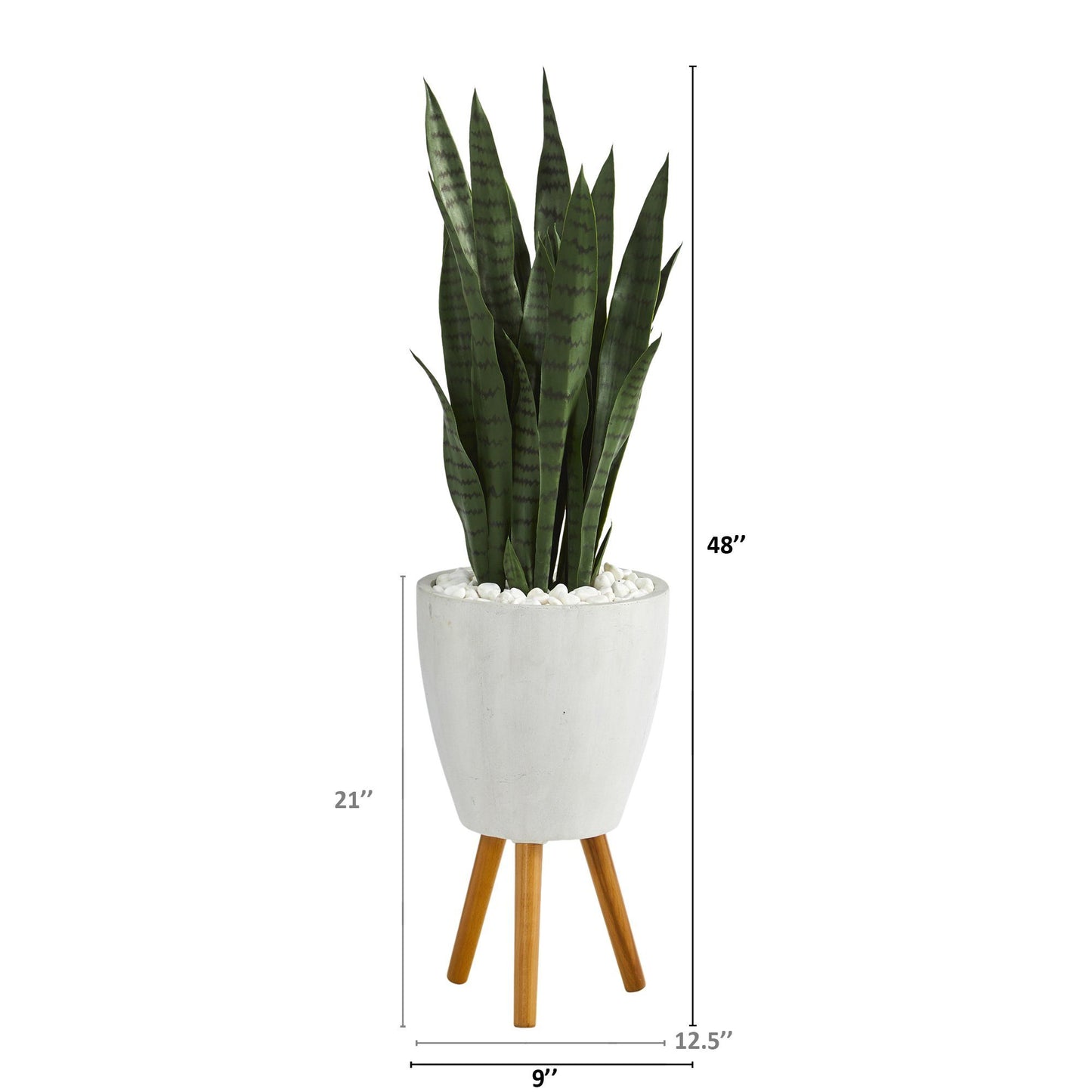 Sansevieria Artificial de 1.2 m en Maceta Blanca con Base