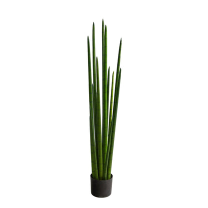 4 ft Sansevieria Snake Plant artificial by Nearly Natural in a black pot on Tampa Home & Garden Store