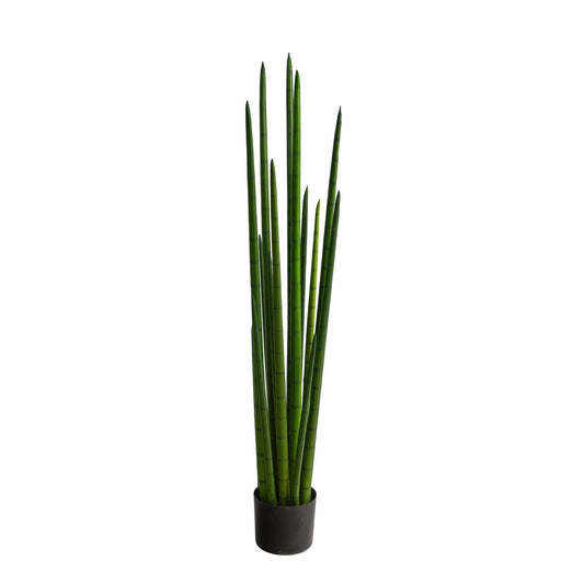 4 ft Sansevieria Snake Plant artificial by Nearly Natural in a black pot on Tampa Home & Garden Store
