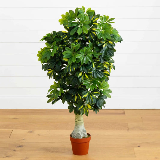 Schefflera Silk Tree Real Touch 4 ft artificial tree with green leaves Nearly Natural on Tampa Home & Garden Store