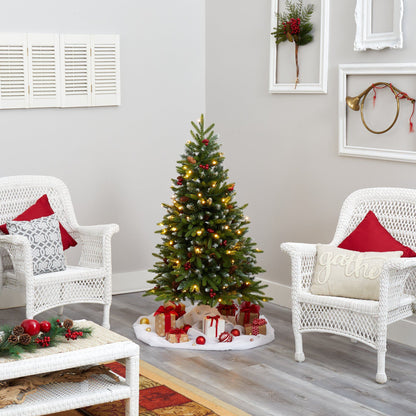 4ft Snow-Tipped Portland Spruce Christmas Tree by Nearly Natural with berries and pinecones on Tampa Home & Garden Store