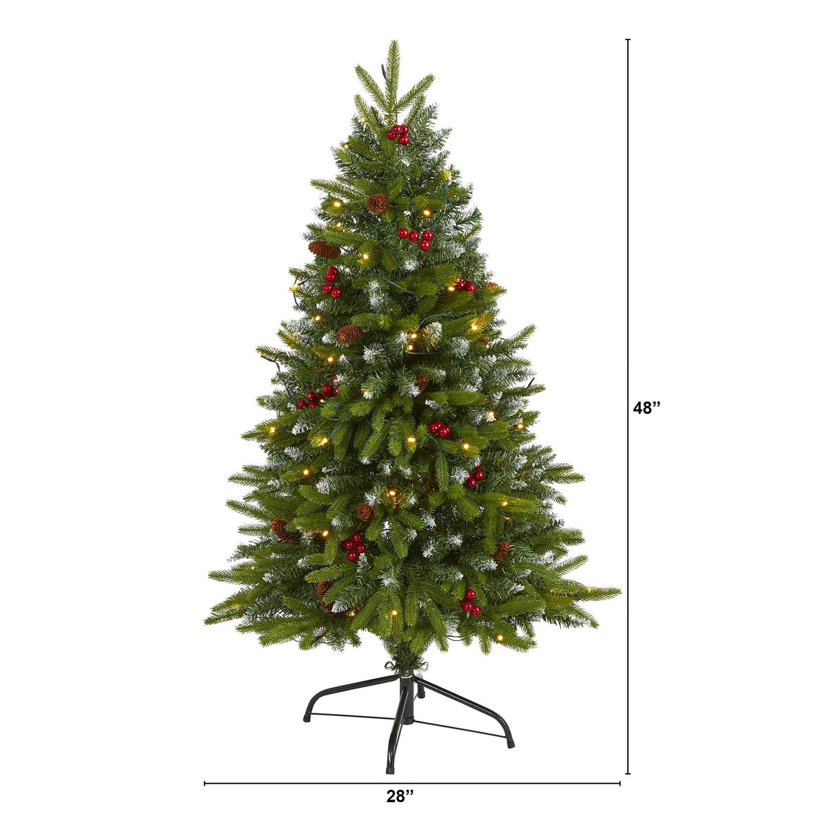 4' Snow Tipped Portland Spruce Christmas Tree by Nearly Natural with Frosted Berries on Tampa Home & Garden Store