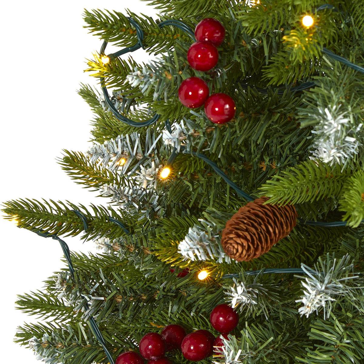4' Snow Tipped Spruce Christmas Tree Nearly Natural frosted berries and cones 100 LED lights on Tampa Home & Garden Store
