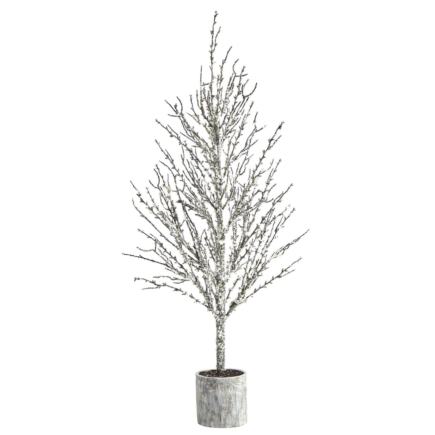 4 ft Snowed Twig Artificial Christmas Tree in Planter by Nearly Natural with snowy branches on Tampa Home & Garden Store