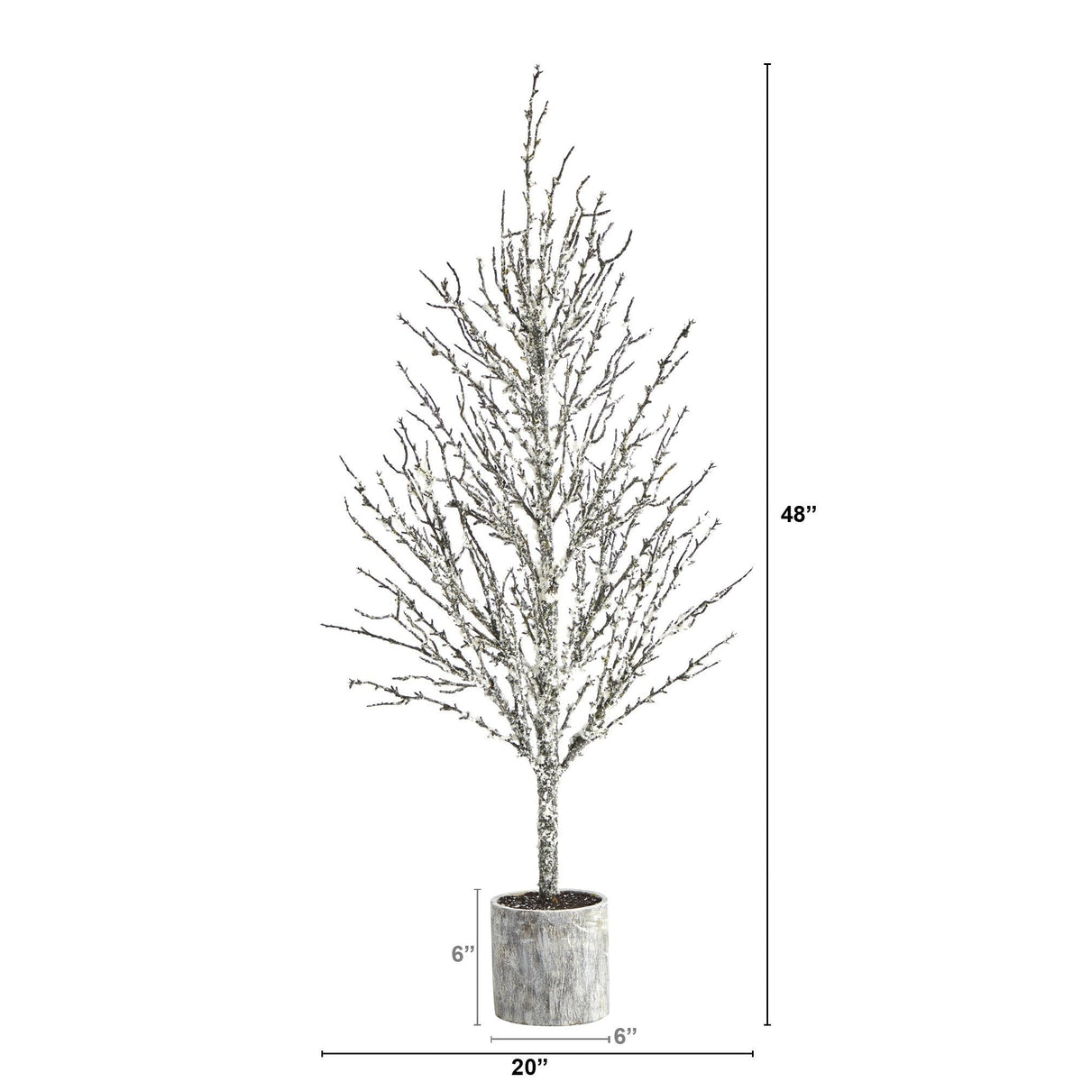 4 ft snowed twig artificial Christmas tree in decorative planter by Nearly Natural on Tampa Home & Garden Store