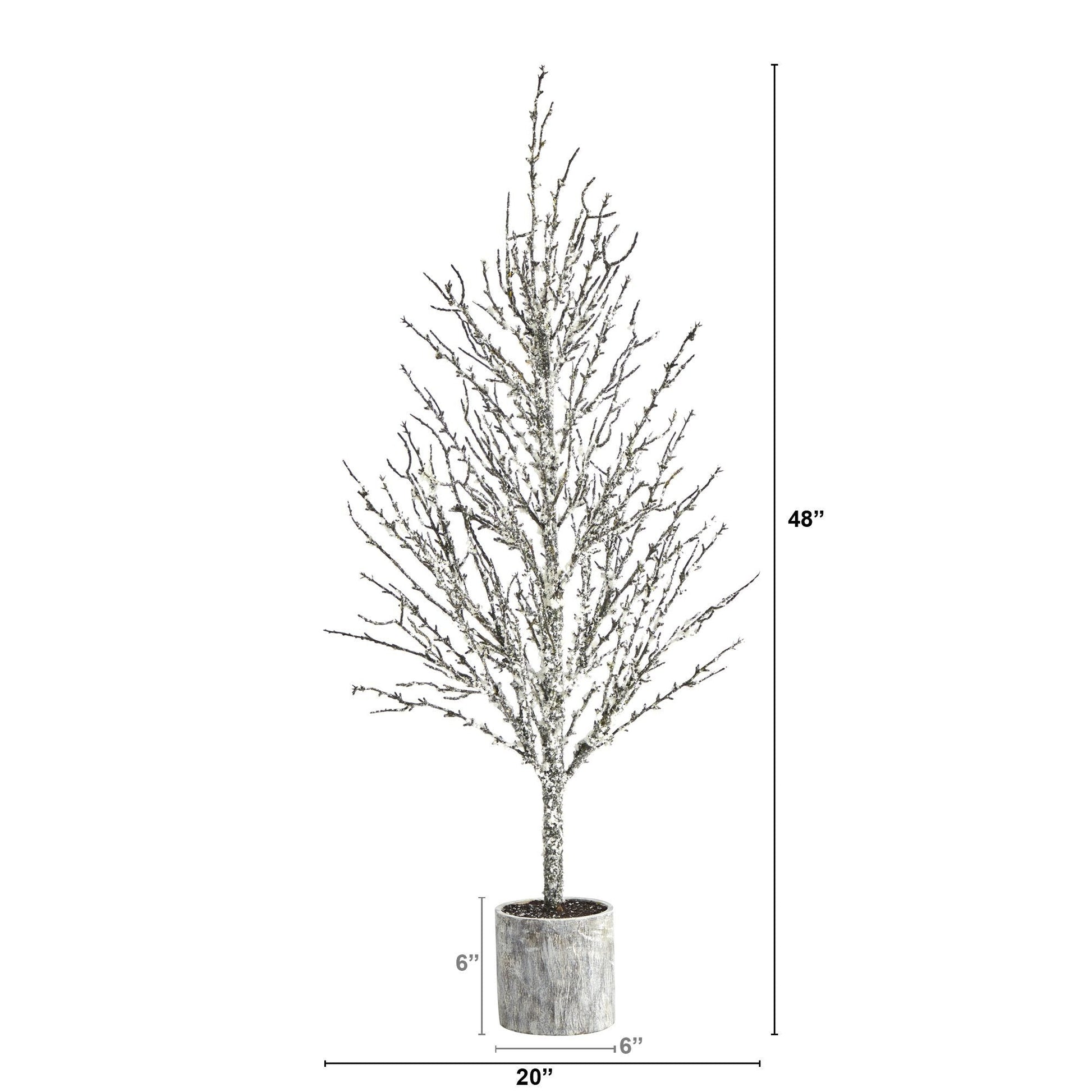 4 ft snowed twig artificial Christmas tree in decorative planter by Nearly Natural on Tampa Home & Garden Store