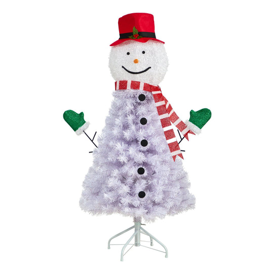 4' Snowman artificial Christmas tree with 234 bendable branches, white flocked needles on Tampa Home & Garden Store
