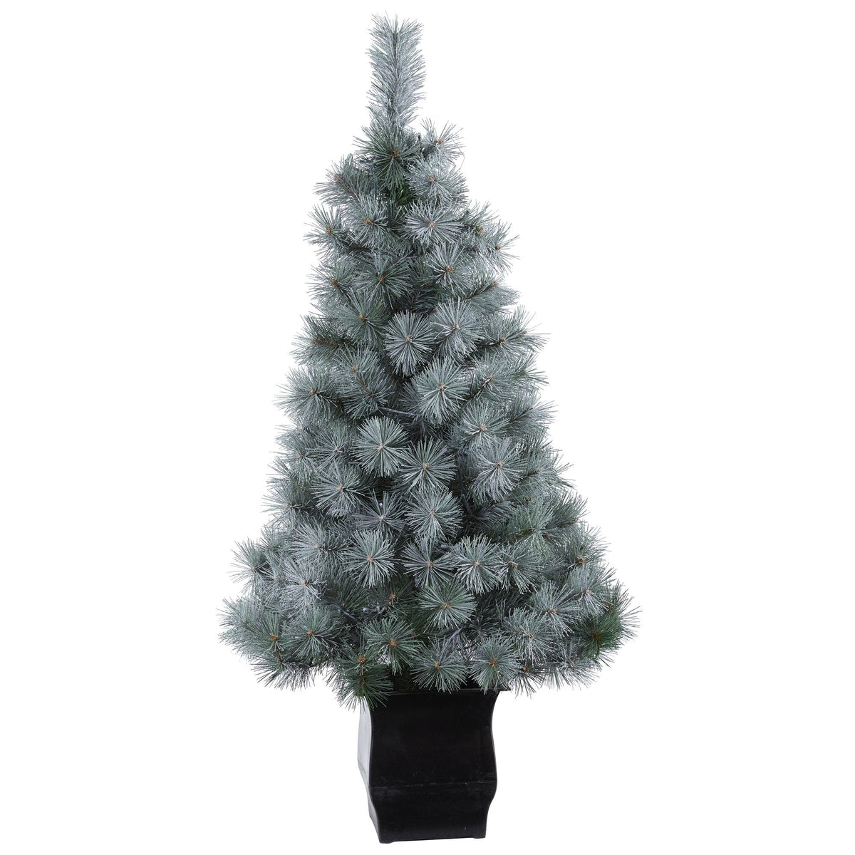 4 ft snowy mountain pine artificial Christmas tree with 150 LED lights Nearly Natural planter on Tampa Home & Garden Store