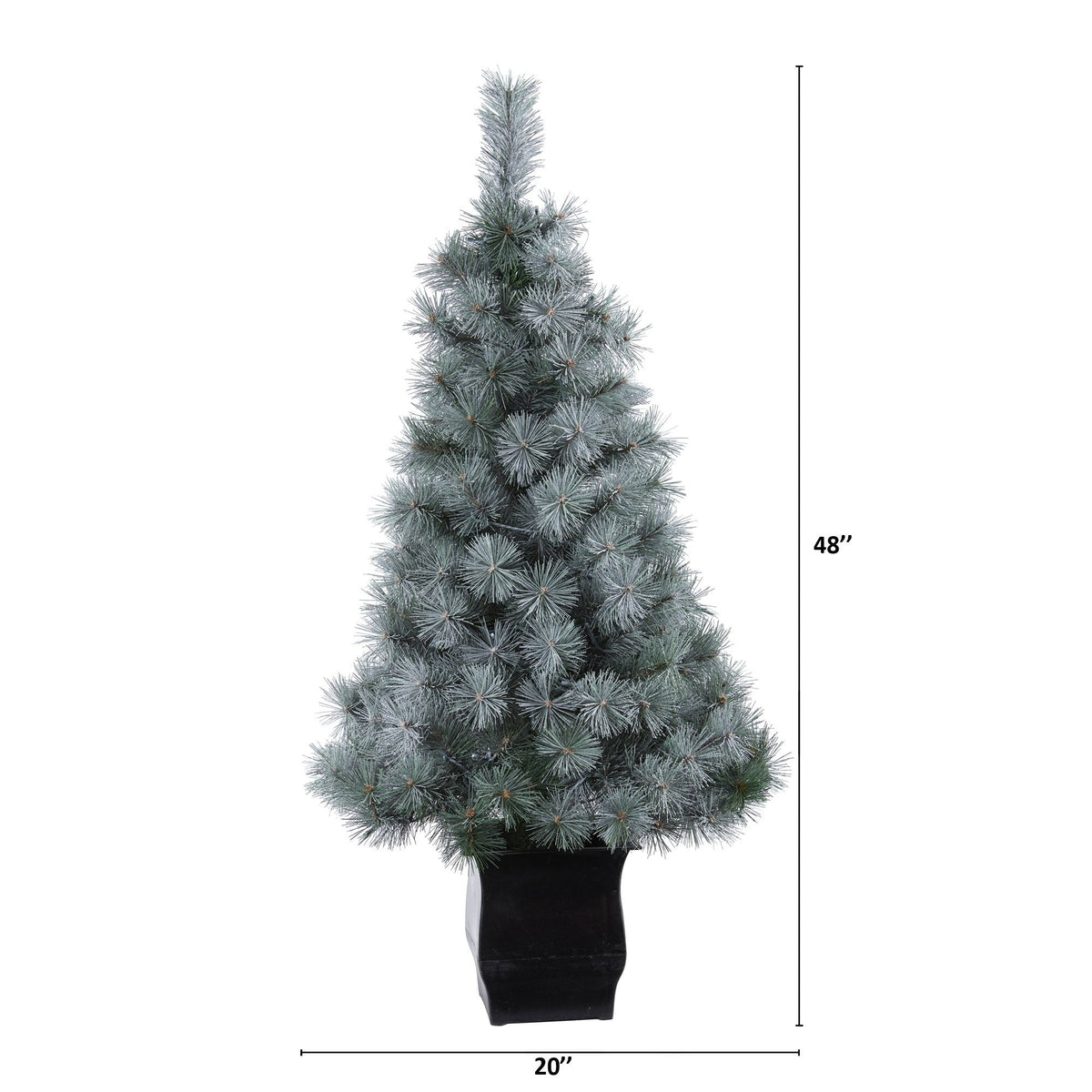 4 ft snowy mountain pine artificial Christmas tree with 150 LED lights in planter on Tampa Home & Garden Store