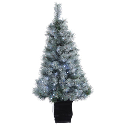 4' Snowy Mountain Pine artificial Christmas tree by Nearly Natural with 150 LEDs in planter on Tampa Home & Garden Store