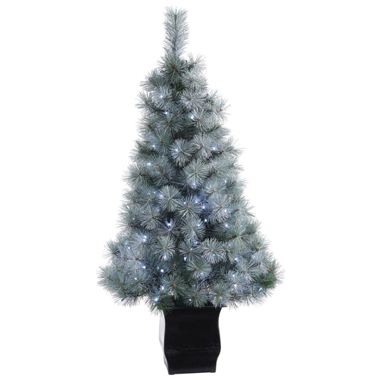 4' Snowy Mountain Pine artificial Christmas tree by Nearly Natural with 150 LEDs in planter on Tampa Home & Garden Store