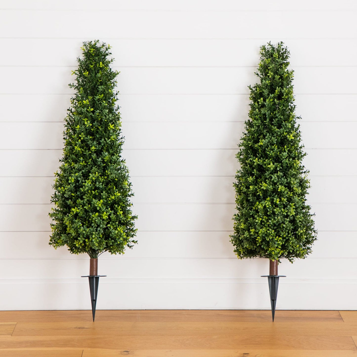 4 ft UV-resistant artificial boxwood topiaries on stakes, set of 2 for indoor outdoor use on Tampa Home & Garden Store
