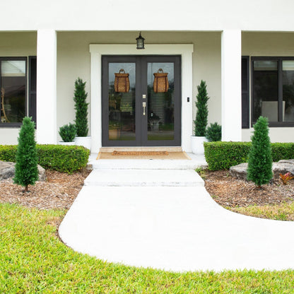 4-ft UV resistant artificial cedar plant, set of 2, flanking front door on Tampa Home & Garden Store
