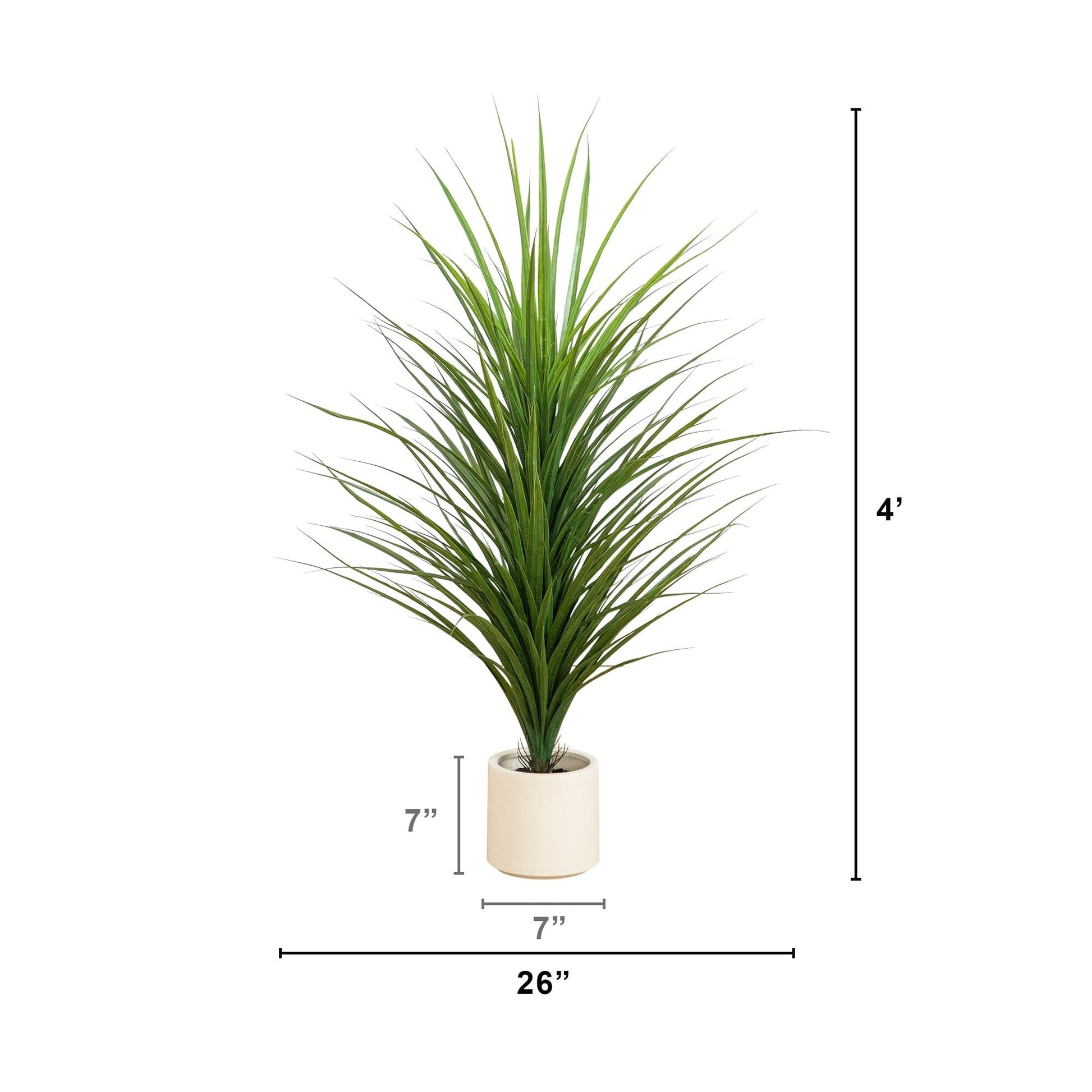Artificial grass plant in white planter, 4 ft, UV resistant, Nearly Natural indoor outdoor on Tampa Home & Garden Store