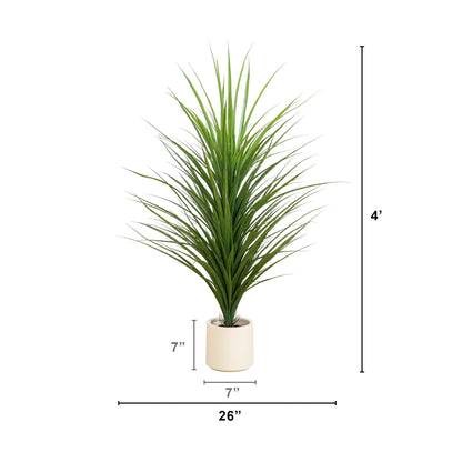 Artificial grass plant in white planter, 4 ft, UV resistant, Nearly Natural indoor outdoor on Tampa Home & Garden Store