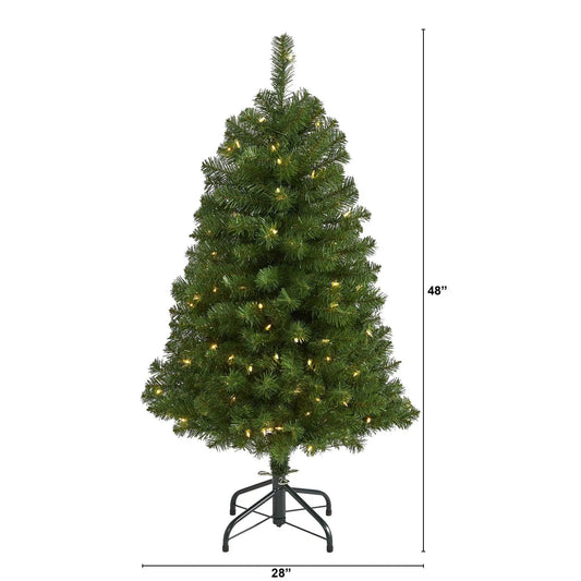 Virginia Fir Christmas Tree 4 ft with 100 clear lights by Nearly Natural artificial tree on Tampa Home & Garden Store