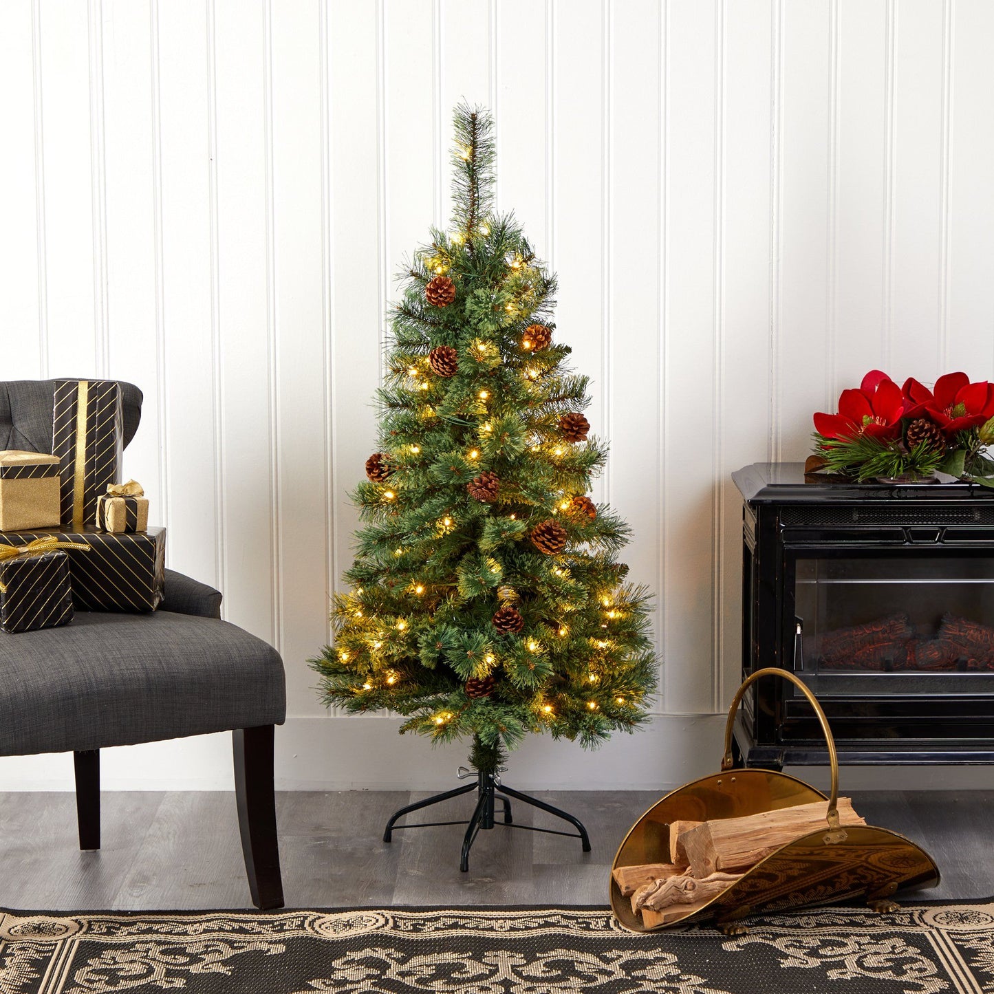 Nearly Natural 4 ft White Mountain Pine artificial Christmas tree on Tampa Home & Garden Store