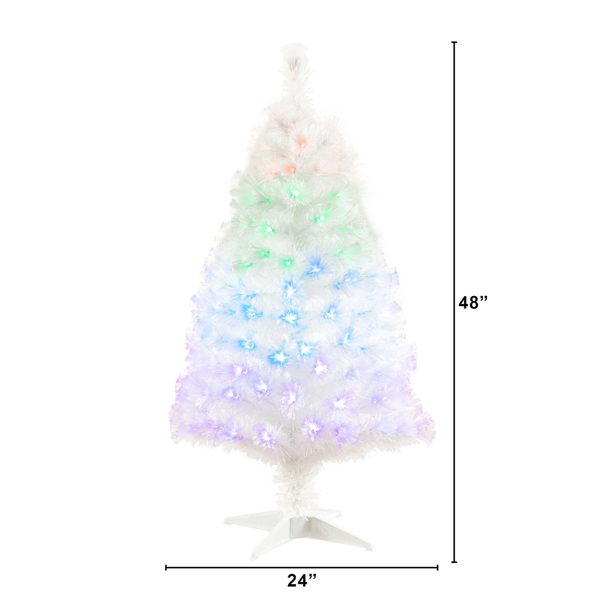 4 ft white fiber optic Christmas tree with 120 colorful LEDs and remote Nearly Natural on Tampa Home & Garden Store