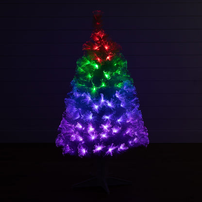 Nearly Natural 4' white pre-lit fiber optic Christmas tree with 120 color LEDs and remote on Tampa Home & Garden Store
