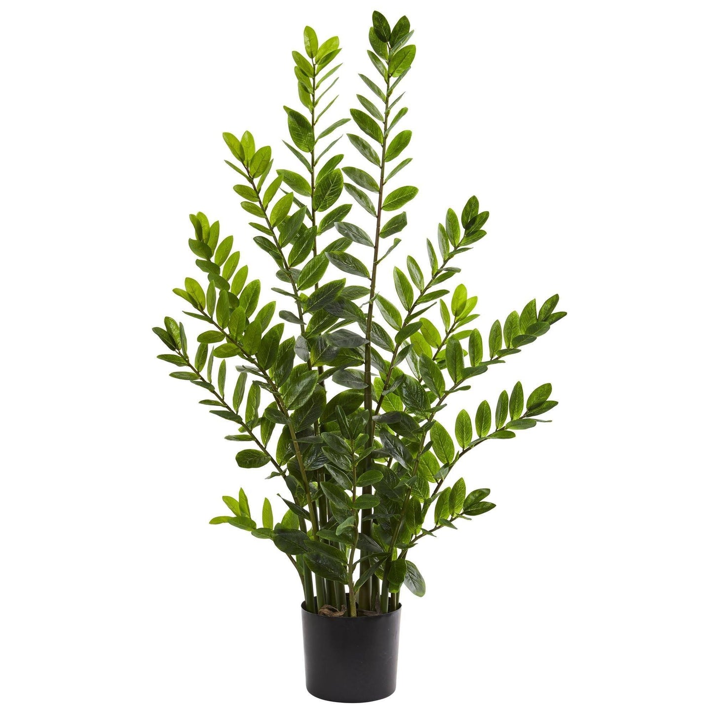 4 ft Zamioculcas artificial plant with green leaves in black pot by Nearly Natural on Tampa Home & Garden Store