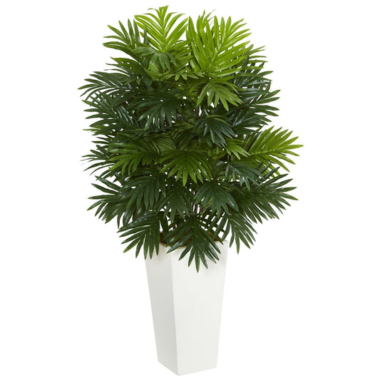 40" Areca Palm Artificial Plant in White Tower Planter" - Tampa Home & Garden Store