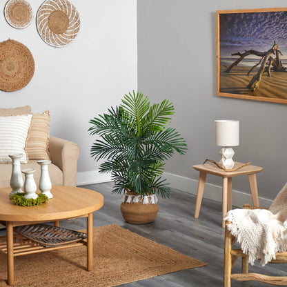 40-inch Areca Palm in boho chic cotton woven planter with tassels UV resistant Nearly Natural on Tampa Home & Garden Store