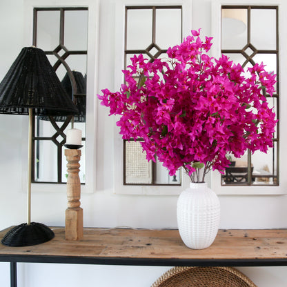 40” artificial purple bougainvillea arrangement in white textured vase by Nearly Natural on Tampa Home & Garden Store
