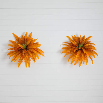 Nearly Natural 40in Autumn Boston Ferns, set of 2, orange artificial non-flowering plants on Tampa Home & Garden Store