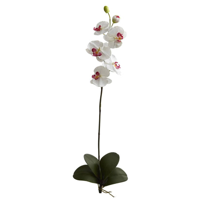 40” Large Orchid Phalaenopsis artificial flower stem set of 3, white blooms with pink centers Nearly Natural on Tampa Home & Garden Store