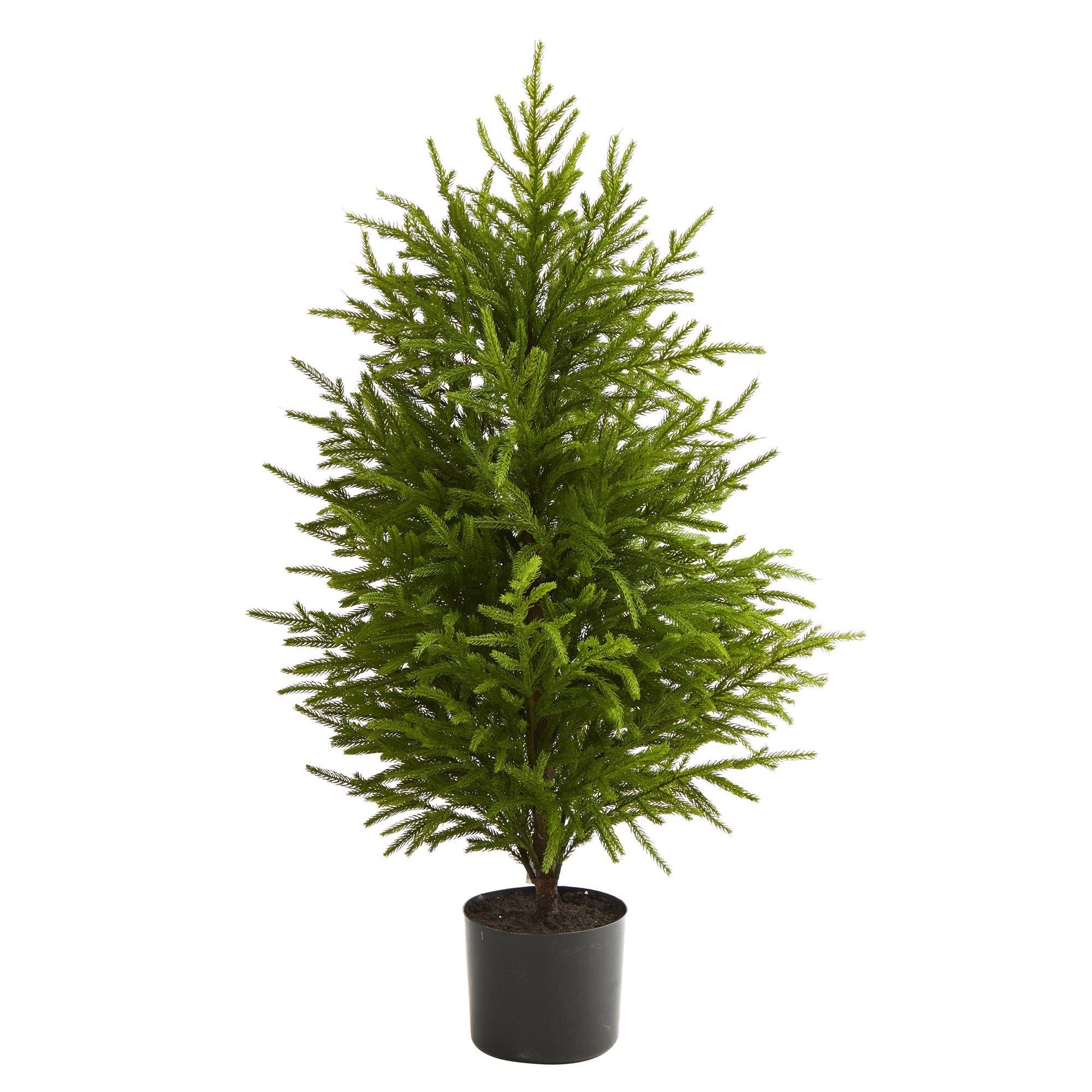 40in Norfolk Island Pine artificial Christmas tree, Nearly Natural, natural look in black pot on Tampa Home & Garden Store