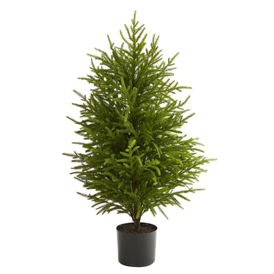 40in Norfolk Island Pine artificial Christmas tree, Nearly Natural, natural look in black pot on Tampa Home & Garden Store