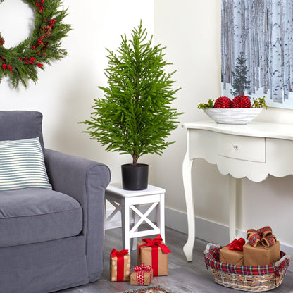 40-inch Norfolk Island Pine artificial Christmas tree Nearly Natural natural look in black pot on Tampa Home & Garden Store