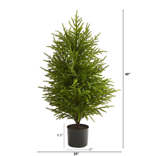 40in Norfolk Island Pine artificial Christmas tree natural in black pot by Nearly Natural on Tampa Home & Garden Store
