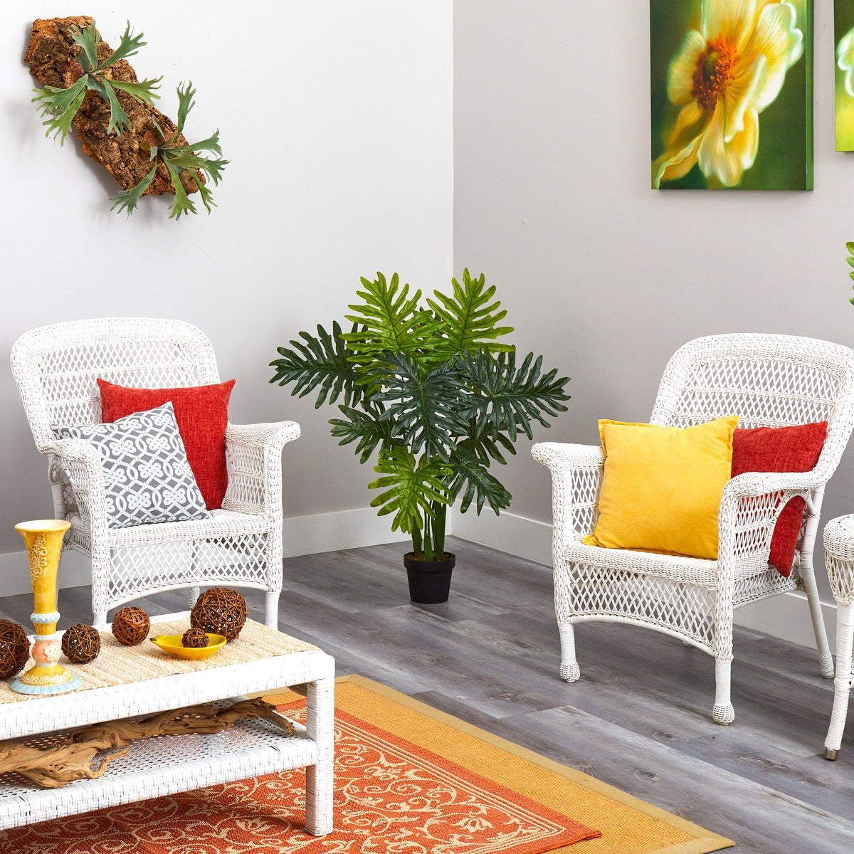 40in Philodendron artificial plant by Nearly Natural in a black pot with lifelike Real Touch leaves on Tampa Home & Garden Store