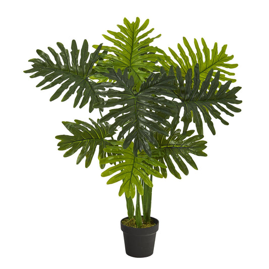 40in Philodendron artificial plant Real Touch by Nearly Natural in black pot on Tampa Home & Garden Store