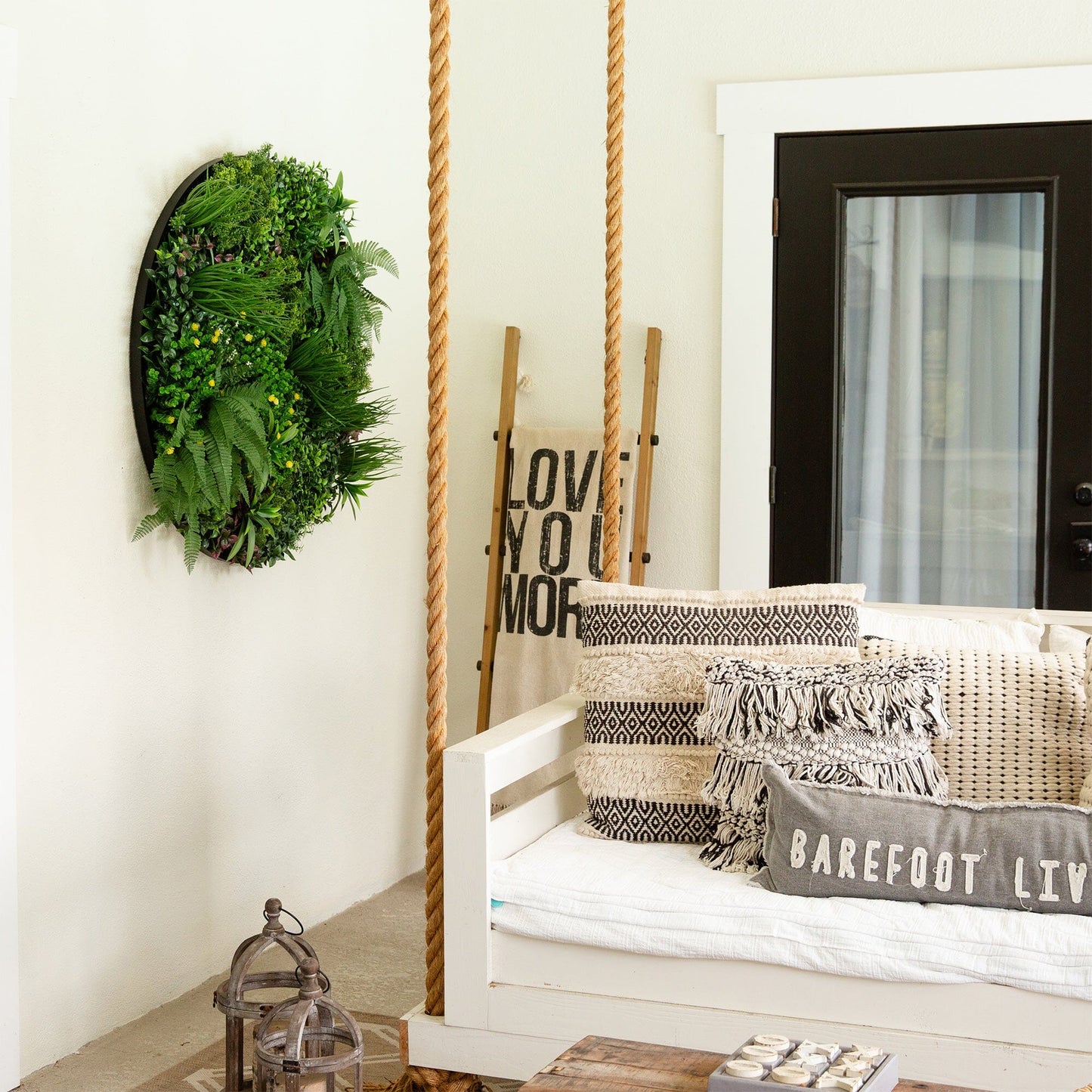 40 Inch Artificial Living Wall and Black Panel