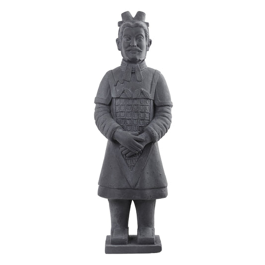 40-inch Warrior Statue indoor/outdoor garden sculpture in gray stone finish Nearly Natural on Tampa Home & Garden Store